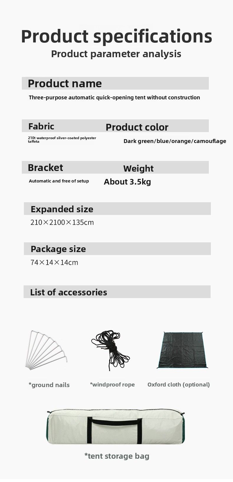 Tenda completamente automatica da esterno con 3-4 strati di spessore, tenda antipioggia, tenda da campeggio per una o due persone, parasole e antipioggia_voghion.com