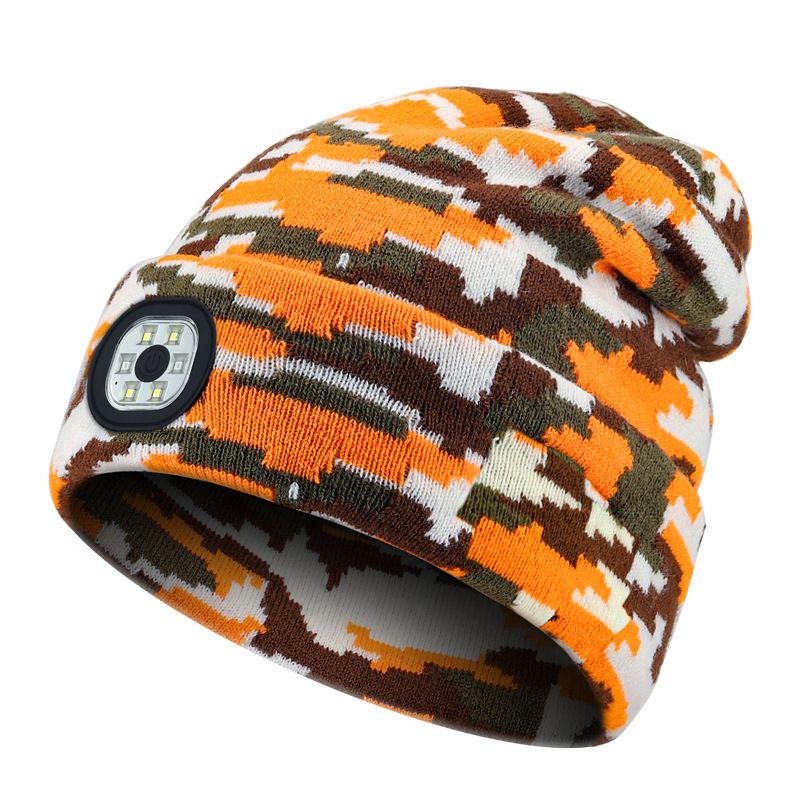 Unisex Rechargeable six-light beaded LED light-emitting knitted hat_voghion.com