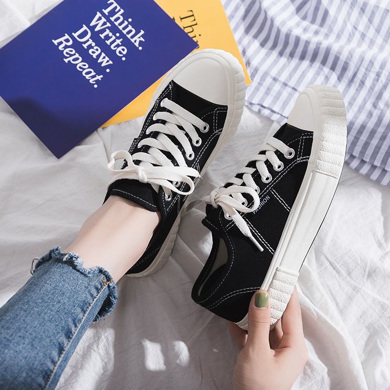 Zapatos de lona de caña alta para mujer, estilo Ulzzang Harajuku, estilo coreano, para otoño_voghion.com