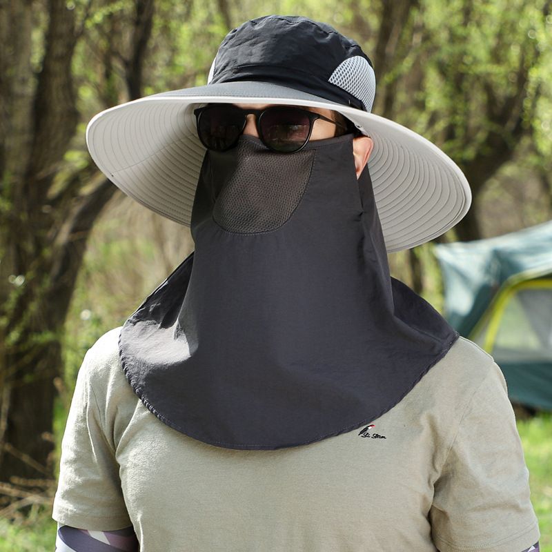 12CM Sun Protection Hat For Men To Cover Their Face Insect And Sand Proof Outdoor Hiking Large Brim Sun Protection Fisherman Hat For Women_voghion.com