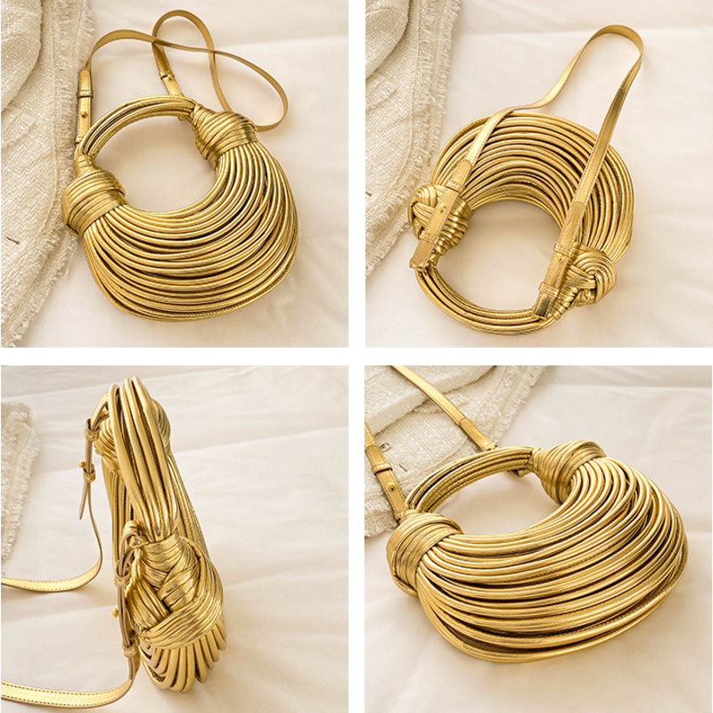 Bolsas para mulheres 2023 novo designer de ouro marca artesanal sacos macarrão corda atada puxado hobo sier noite embreagem chique_voghion.com