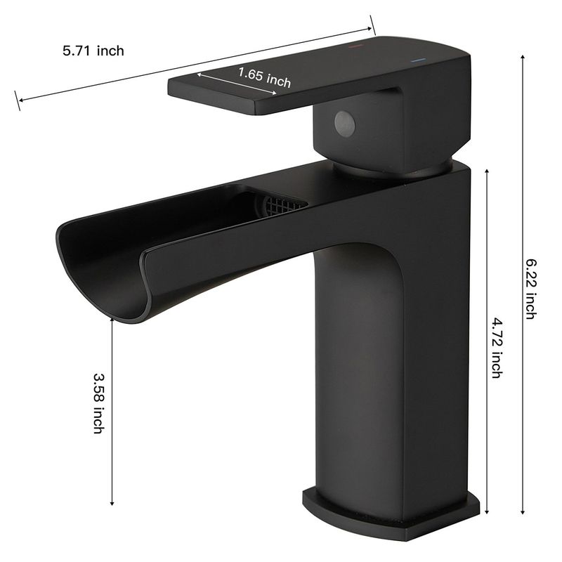 Waterfall Single Handle Single Hole Low-Arc Modern Bathroom Faucet Bathroom Drip-Free Vanity Sink Faucet In Matte Black_voghion.com