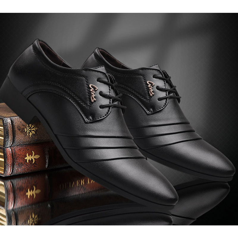 Vestido masculino oxfords sapatos formais de festa de casamento sapatos clássicos dedo apontado sapatos de couro confortáveis_voghion.com