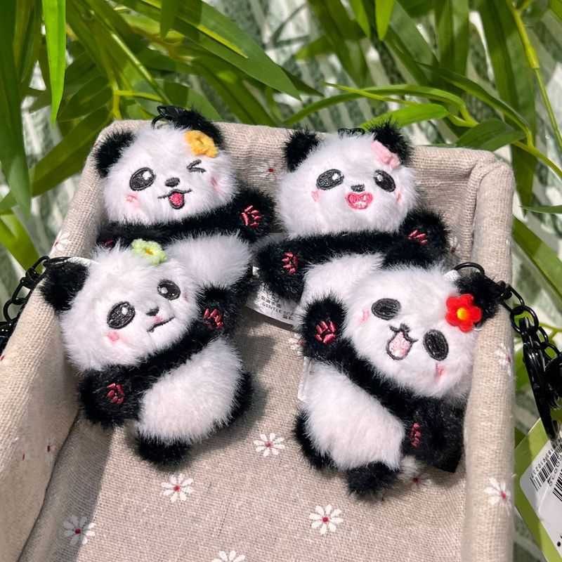 Cute Mini Keychain Backpack Small Exquisite Adorable Expression Flower Panda Pendant_voghion.com