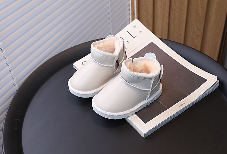 Kinder-Winterstiefel – Warme Baumwoll-Halbschuhe für Jungen und Mädchen (Schwarz/Weiß, Größen 17–28)_voghion.com