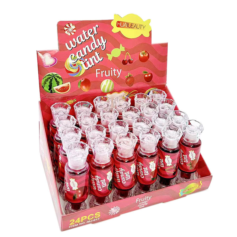 24er-Pack flüssiger Lippenstift, Wasserbonbons, Gloss mit Fruchtgeschmack, leicht zu färben und zu befeuchten, Lipgloss aus Spiegelglas_voghion.com