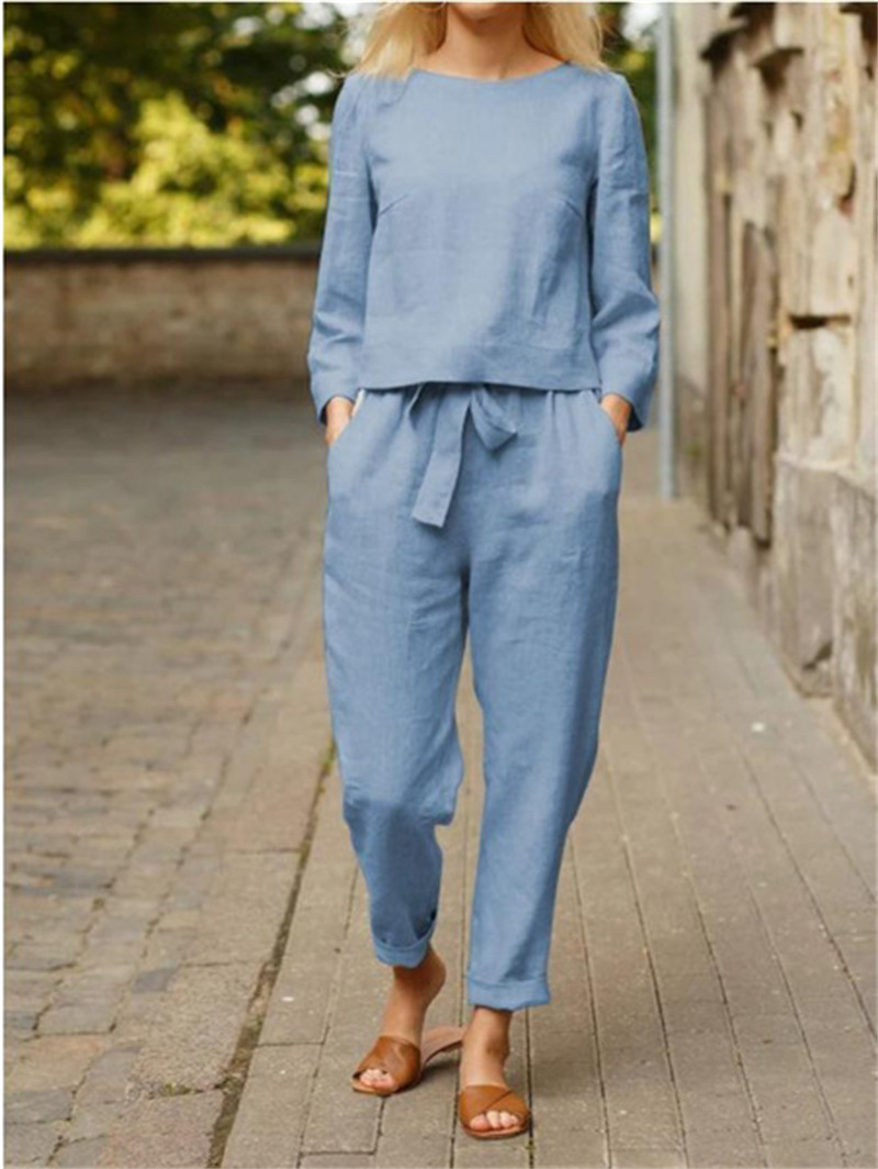 Tailleur pantalone da donna top tinta unita_voghion.com