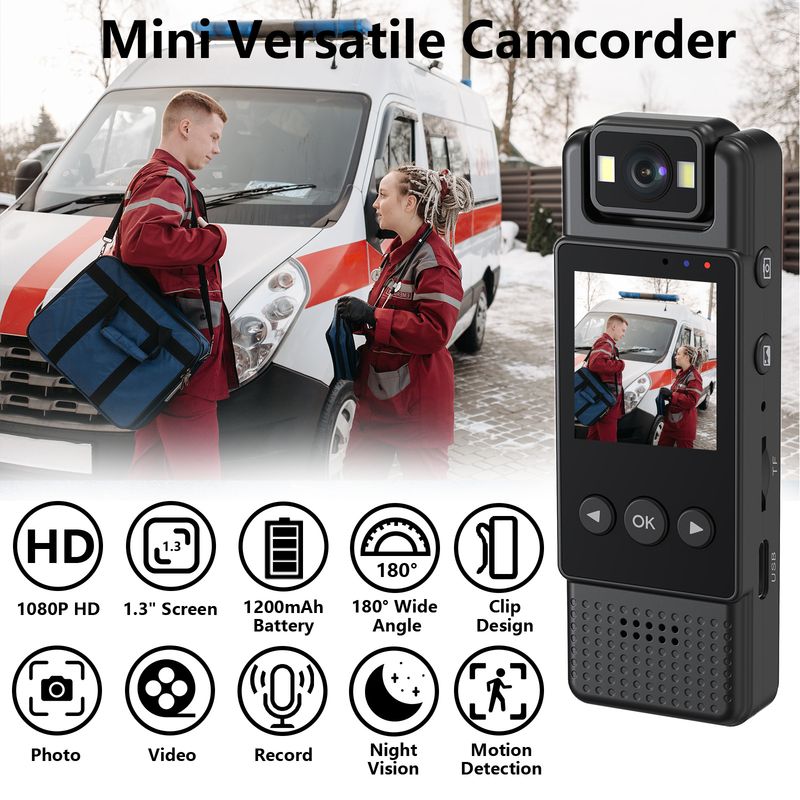 HD 1080P Portable Sports Camera – 1800° Rotating Action Cam For Outdoor, Meetings & Recording_voghion.com