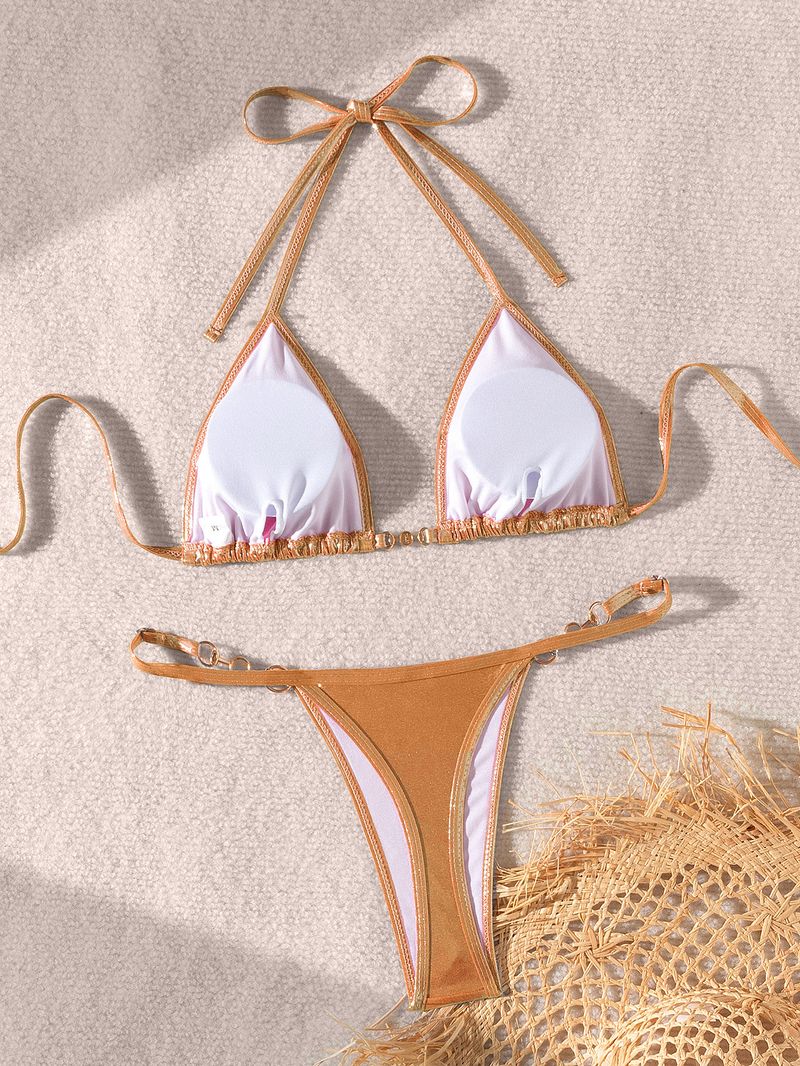 Women's New Sexy Shiny Pearl T-string Bikini Swimsuit Bikini_voghion.com