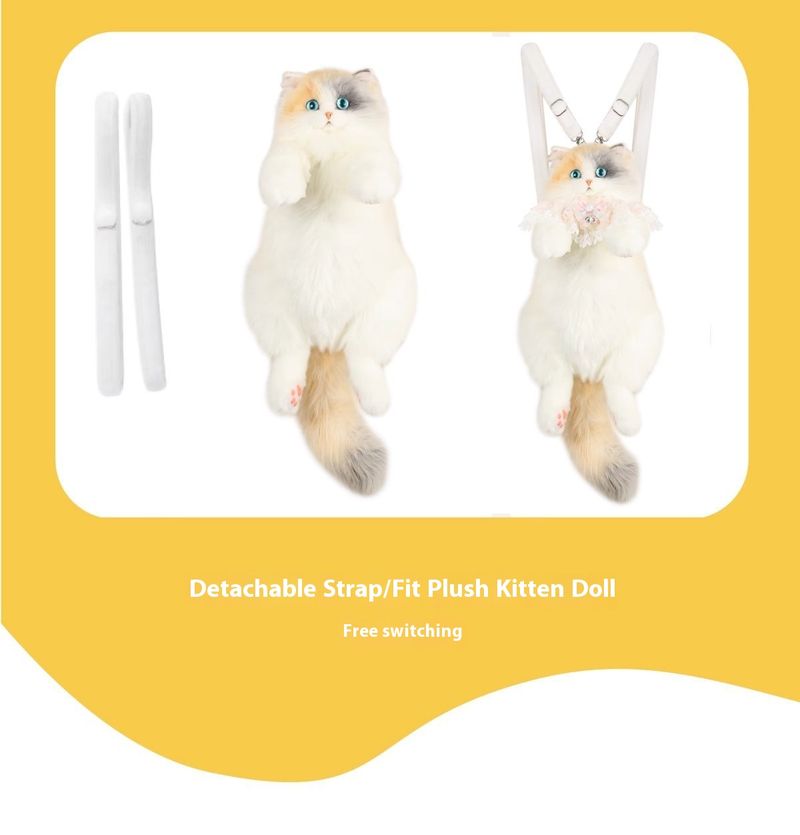 New Product Same Style Simulated Three Flower Cat Backpack Plush Cloth Doll Bag as a Birthday Gift for Best Friends and_voghion.com