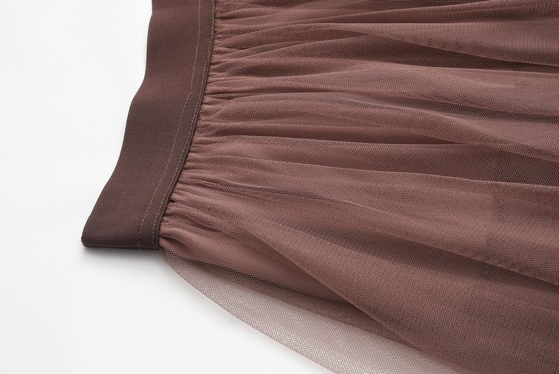 new autumn style temperament high waist slimming super fairy flower bud irregular mesh skirt female 8063_voghion.com