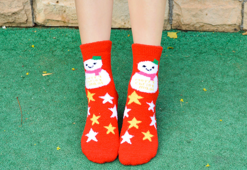 Calzini da donna Calza di Natale Calza di Natale da donna Le nuove calze da donna di Babbo Natale in velluto corallo_voghion.com