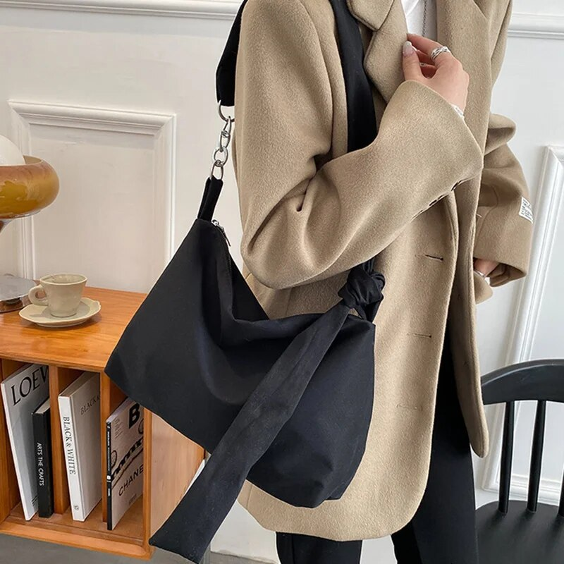 GOLDLON Zwarte crossbodytassen voor vrouwen 2022 Designer handtas Nylon shopper Meisjes ketting Verwijderbare verstelbare riem Messenger schoudertas_voghion.com