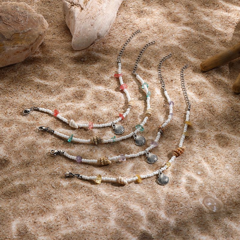 Bohemian Style Starfish Woven Bracelet Summer Beach Shell Conch Seed Bead Jewelry_voghion.com