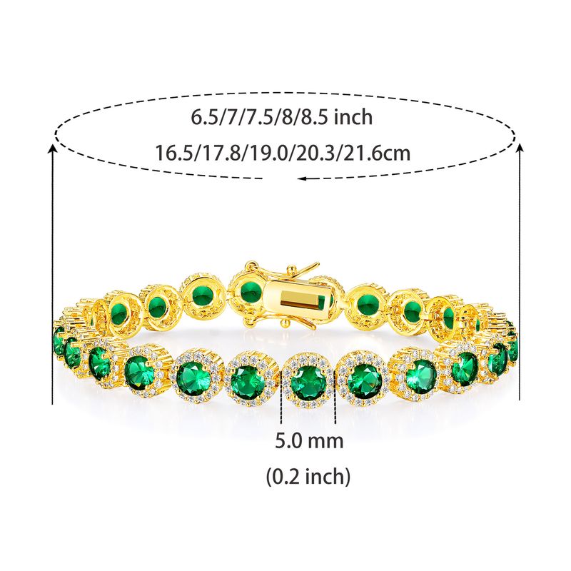 Pulseira de tênis elegante feminina com pedras de zircônia e fecho em formato de 8, 8 mm de largura, tom dourado, tamanhos ajustáveis de 6,5 a 8,5 polegadas_voghion.com