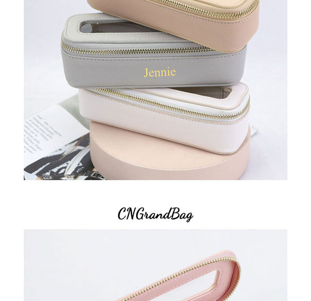 Set de geantă cosmetică personalizată din piele naturală, colorată, clasică, Saffiano, portabilă, pentru călătorii, geantă cosmetică transparentă din PVC, geantă de spălat TPU_voghion.com