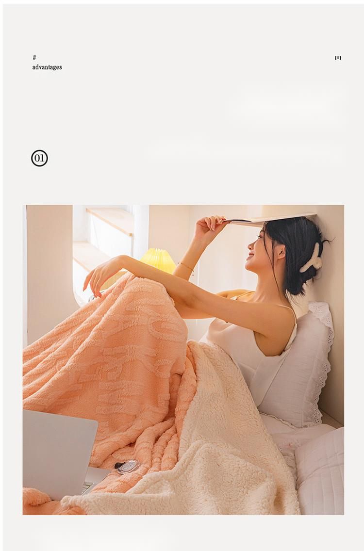 2025 Letter Pattern Taffeta Lamb Wool Thickened Multi-Functional Autumn Winter Throw Double-Sided Fleece Solid Color Nap_voghion.com