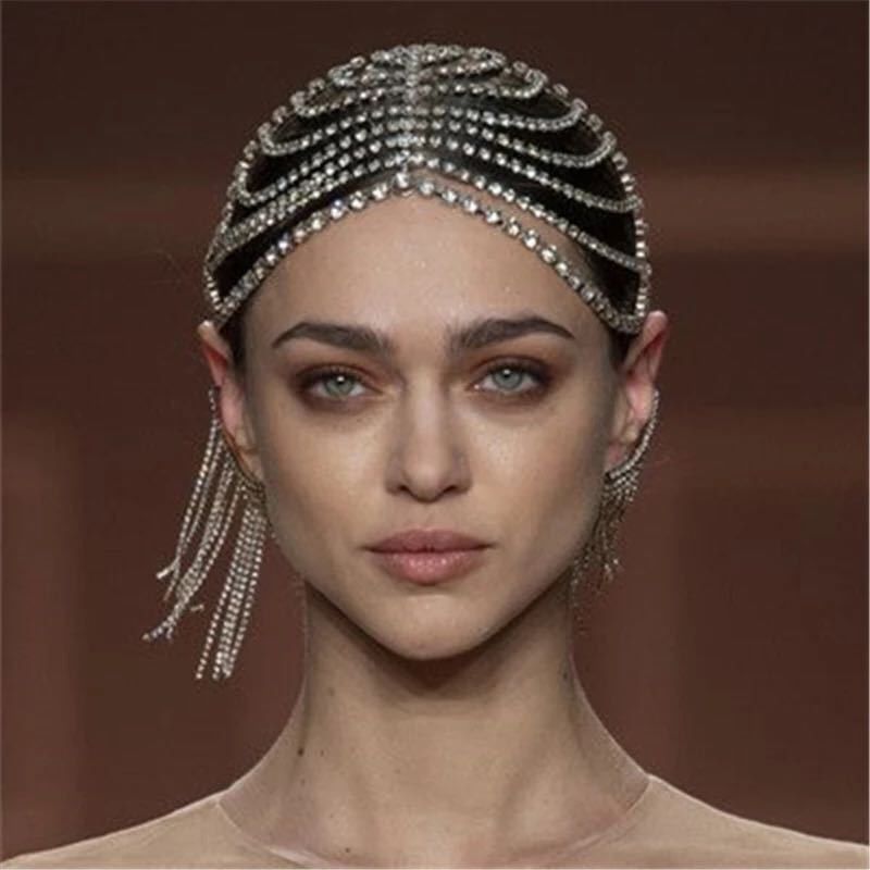 Luxe strass kwast hoofdtooi super sprankelende kristal meerlaagse hoed haaraccessoires gala feest bruids sieraden_voghion.com