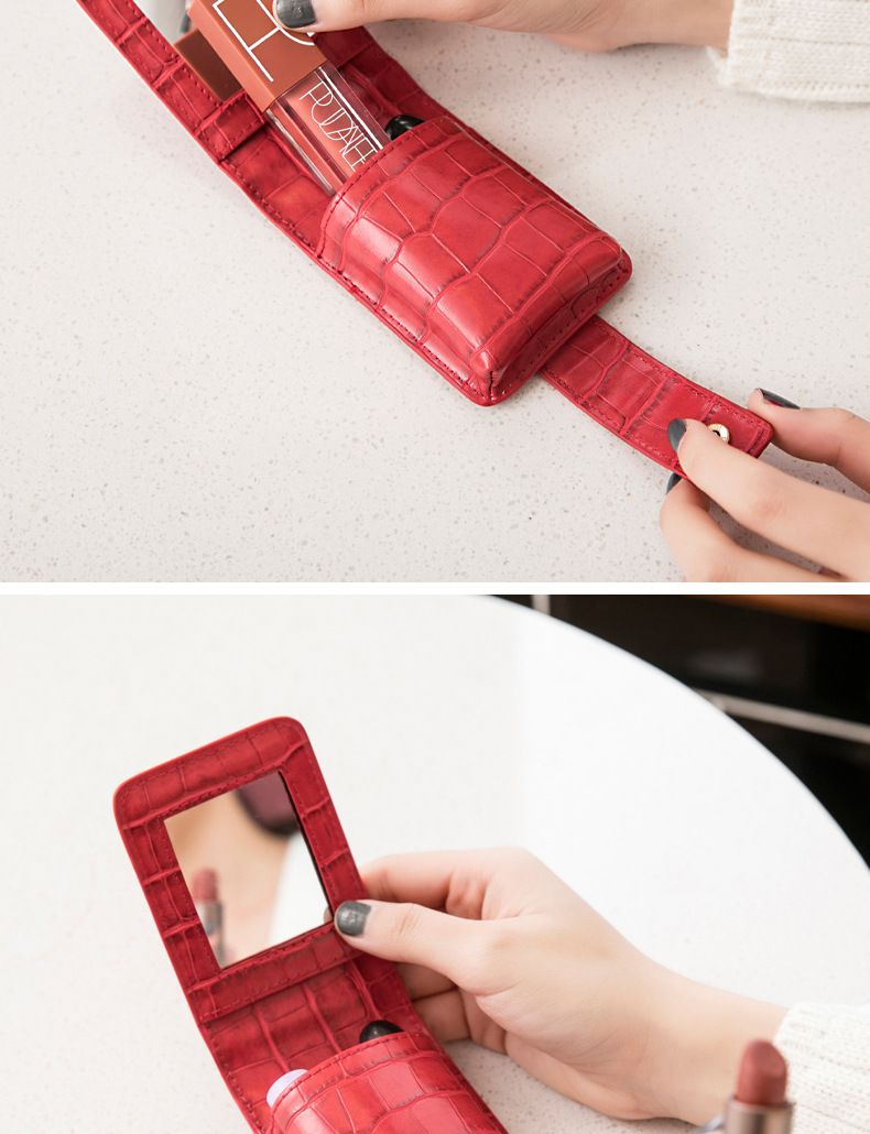 Borsa da viaggio per il trucco con specchio - Organizer portatile per cosmetici da donna, mini trousse da toilette_voghion.com