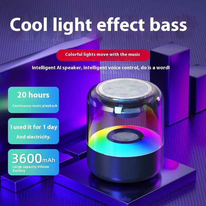 Özel Model Akıllı Bluetooth Hoparlör, Kablosuz Subwoofer, Büyük Ses, Renkli Işık, Taşınabilir Açık Hava Ev Kullanımı_voghion.com