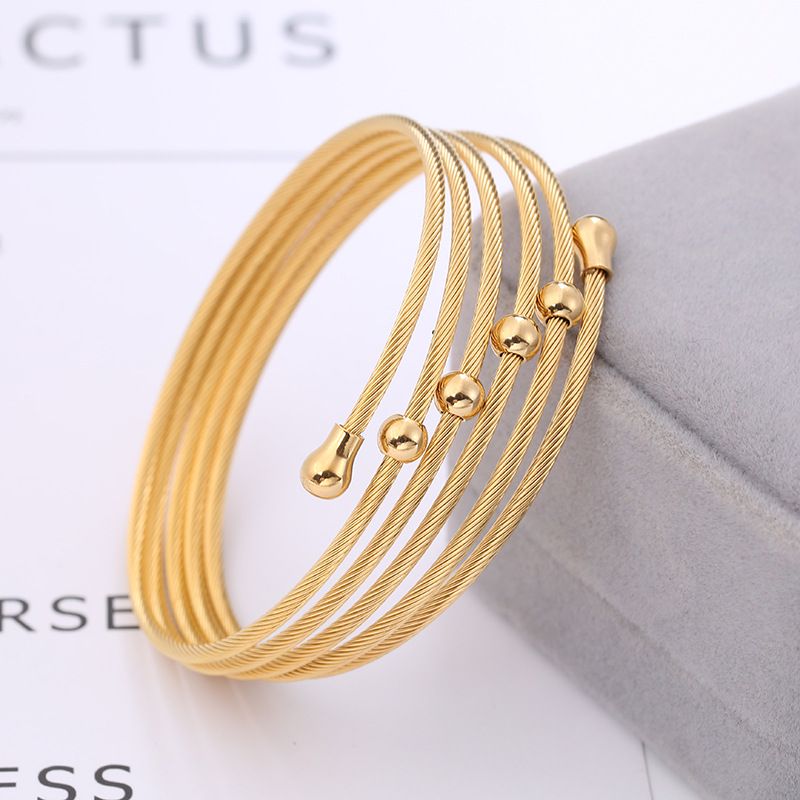 Exaggerated Versatile Stainless Wire Braided Twist Fashion Multi-layer Coiled Circle Women's Titanium Steel Bracelet_voghion.com
