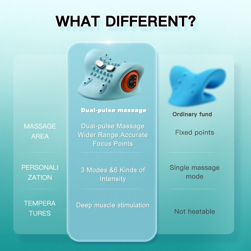 Camilla eléctrica para el cuello Ems Pulse Relax, almohada de tracción quiropráctica cervical con calefacción y vibración cálida_voghion.com