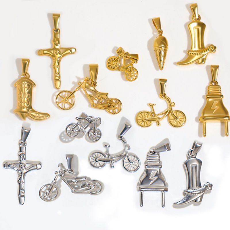 Accesorio colgante para collar dorado con forma de cruz de helado para motocicleta o bicicleta_voghion.com