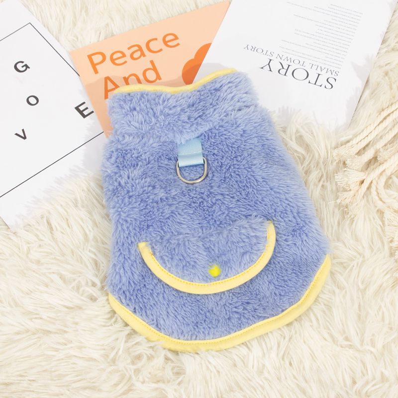 New Dog Clothes Pet Wear Autumn Winter Double-Sided Long Plush High Collar Warm Cute Leash Ring_voghion.com