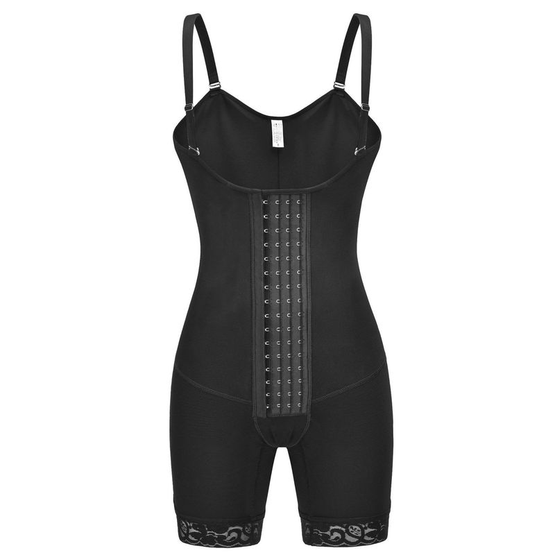 Pantalones de barriga con cremallera, mono con cintura corsé, mono moldeador de cuerpo transpirable de malla de doble capa con 4 botonaduras_voghion.com