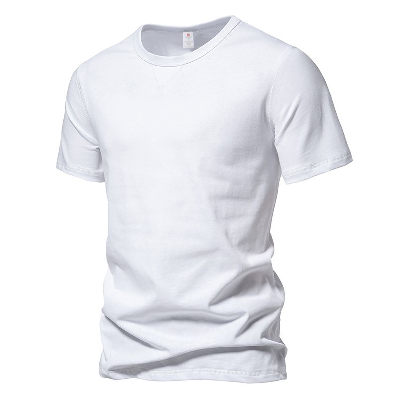 Kurzarm-Basic-Top Für Herren, Lässig, Normale Passform, O-Ausschnitt, T-Shirts, Schwarz, Weiß, Marinegrau_voghion.com