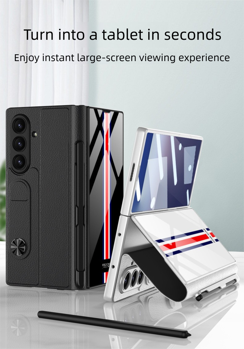 Compatible Samsung Z Fold 7 Flip Leather Phone For Men Personalized Folding Case With Pen Slot Protective Cover_voghion.com