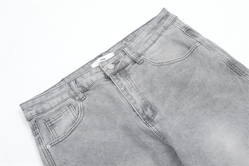 Blugi spălați, albi, cu margini brute, de la brandul american de modă, pantaloni drepți, largi, pentru bărbați, pantaloni casual de stradă_voghion.com