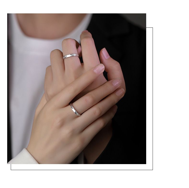 Women's New Pure Silver Statement Ring - Niche Minimalist Design, High-End Aesthetic, "Heartbeat" Couple Style_voghion.com