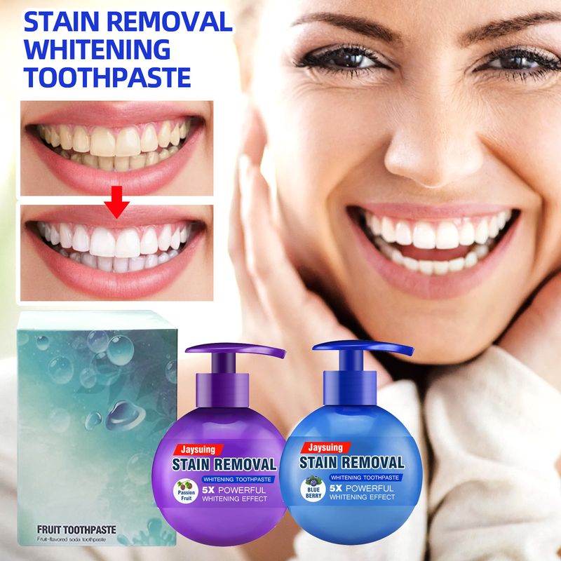 Pressing toothpaste with a pressure pump to whiten purple teeth, clean toothpaste, remove stains, and freshen breath_voghion.com