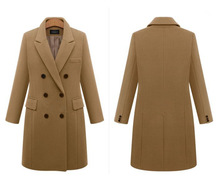 Autumn/winter Mid Length Large Woolen Women's Coat Double Breasted Woolen Coat_voghion.com