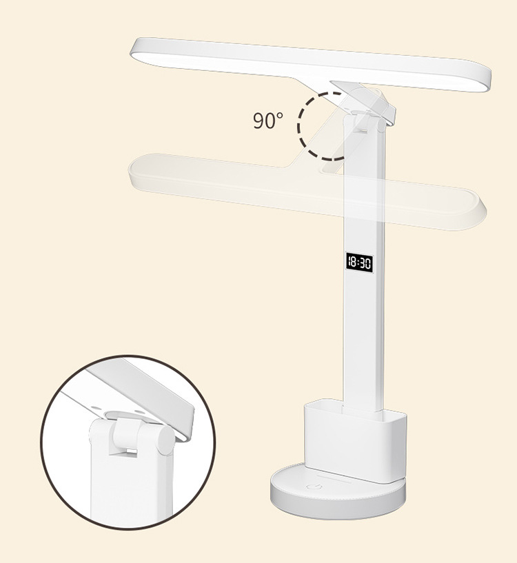 Intelligente LED-Schreibtischlampe mit Uhr – Augenschonendes Lernlicht, 3 Farbmodi, Touch-Steuerung, USB-Aufladung, AA-zertifiziert und CE-geprüft, für Kinder und Studenten_voghion.com