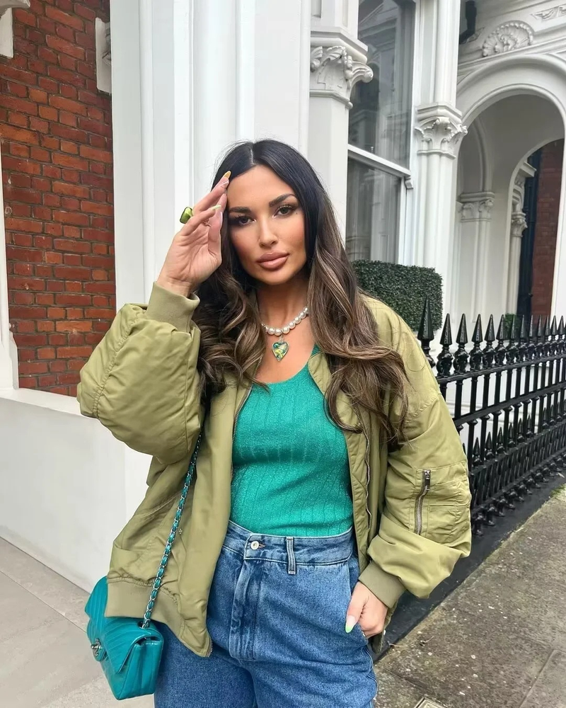 Women's plus-size bomber loose biker jacket_voghion.com