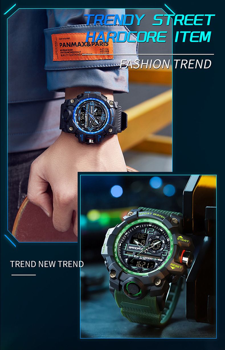 Trendy Digital Sports Watch For Men & Students - Waterproof, Multifunction, LED Backlight, Stopwatch, Alarm Waterproof Multifunctional Watch_voghion.com