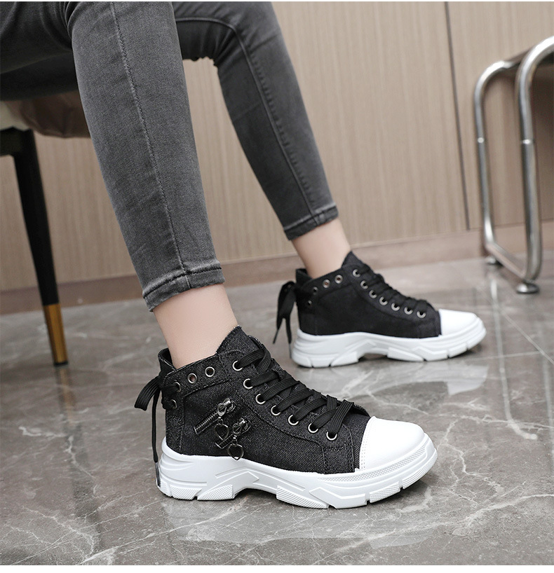 New Canvas High Top Women's 2024 Breathable Thick Sole Elevated Casual Shoes Martin Boots Sports_voghion.com