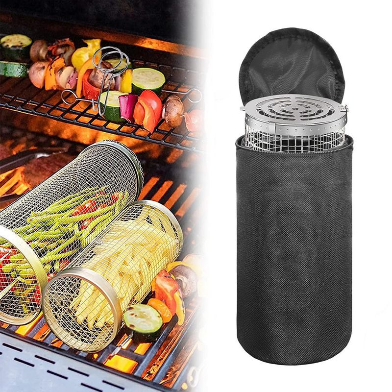 Borsa portaoggetti nera per barbecue – Custodia cilindrica portatile e impermeabile per barbecue – Organizer da viaggio e da campeggio (grande 33x13 cm / piccola 21x11 cm)_voghion.com