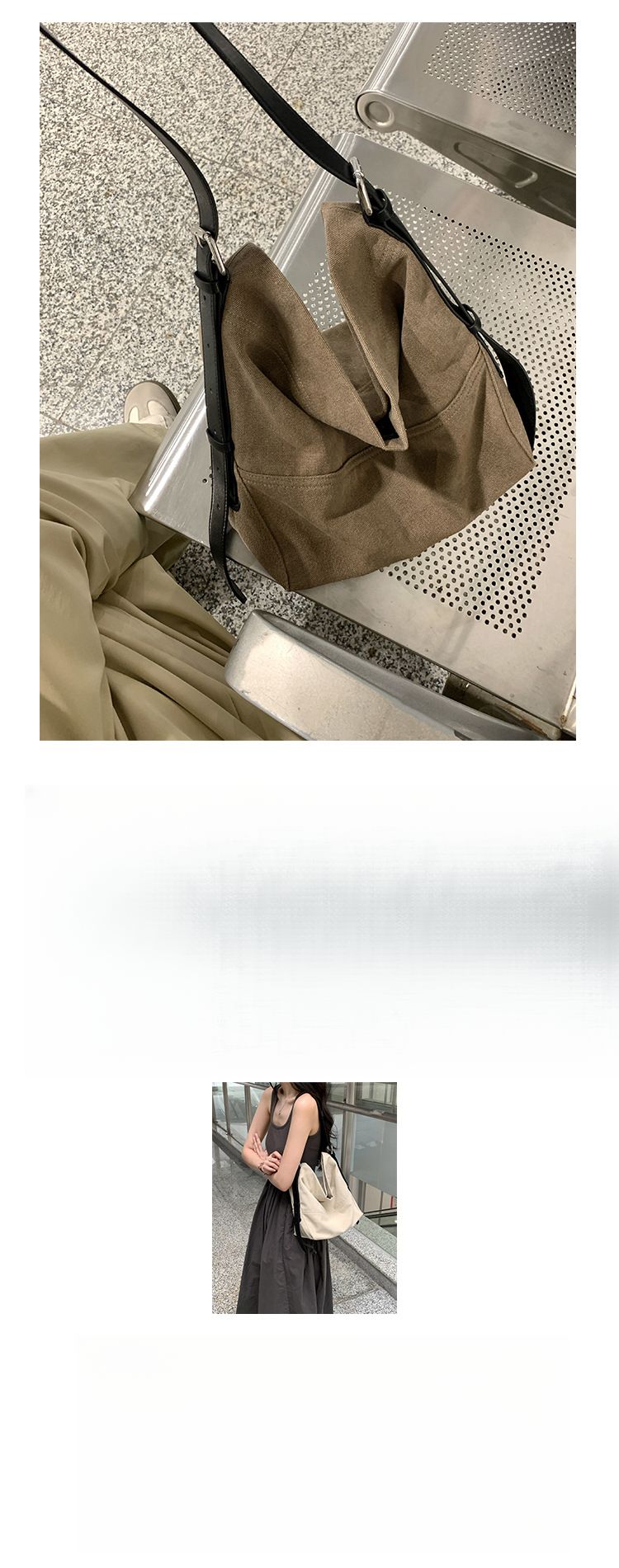 Sac à main en lin et coton de style minimaliste, nouveau sac à bandoulière de grande capacité pour femme, tendance et polyvalent, printemps-été 2025_voghion.com