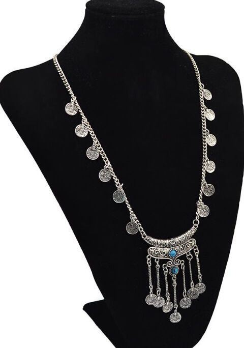 Collier décoratif à chaîne longue pour pull Fashion Frontier, bijou en forme de pièce de monnaie, style personnalisé_voghion.com