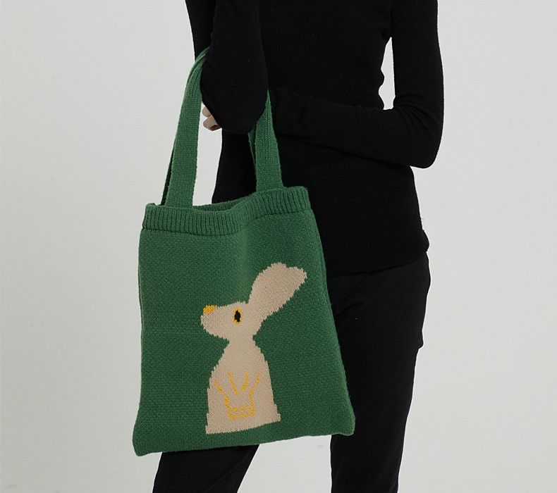 Unisex Knitted bag Rabbit Woven women's shoulder bag lazy casual bag_voghion.com