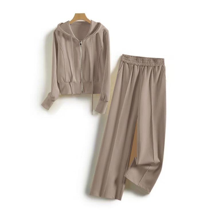 Women's Clothing Sports Casual New Summer Styles Hooded Sweatshirt, Wide Leg Pants, Two Piece Suits For Women_voghion.com