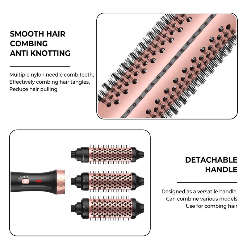 Ferro arricciacapelli elettrico 3 in 1 con ioni negativi, pettine ad aria calda e soffice, per donne_voghion.com