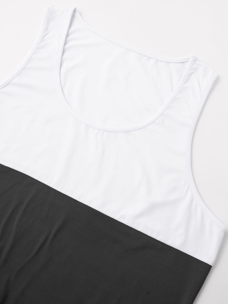 Chaleco deportivo holgado para hombre con costuras en contraste de colores para correr_voghion.com