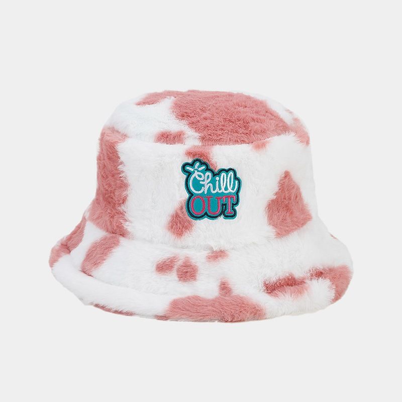 Plüss vödörkalap női őszi és téli kültéri divat foltos ábécés mosdósapka vastagított meleg szalmakalap_voghion.com