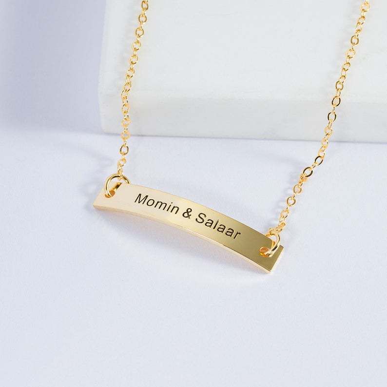 Braccialetto personalizzato in argento con ciondolo a forma di etichetta semplice, con striscia lunga geometrica quadrata, con incisione, regalo_voghion.com