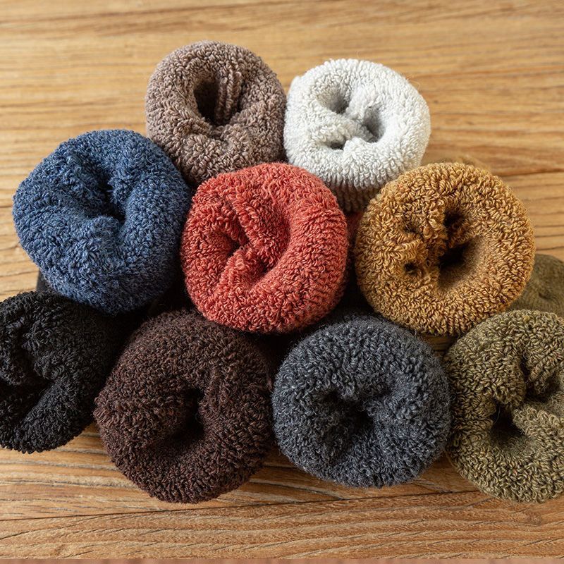 Chaussettes en laine pour hommes, chaussettes d'hiver hautes et super épaisses en polaire pour femmes, grande taille, longues chaussettes amples en coton résistant au froid_voghion.com