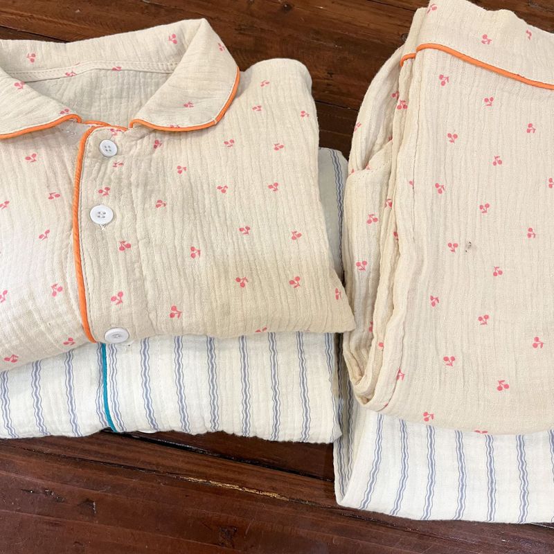 Pijamas para niños, conjunto de manga larga de gasa de algodón para primavera y otoño para niñas y niños, ropa para el hogar_voghion.com